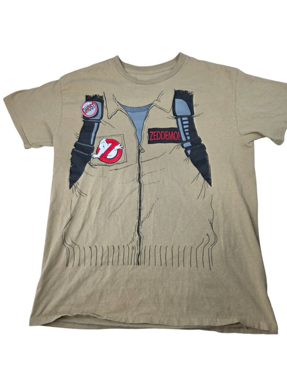 Ghostbusters Graphic Tee Shirt Costume Style Beige Medium